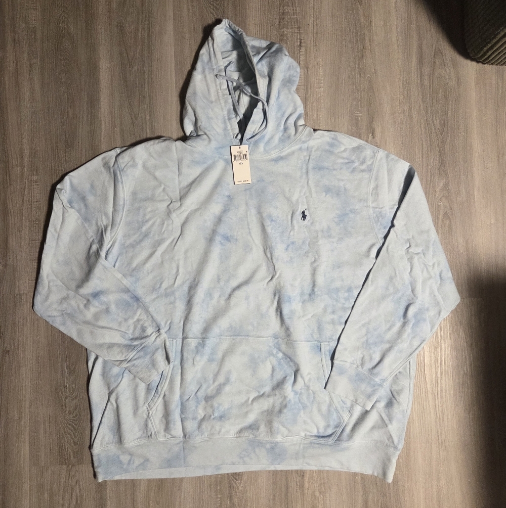$168 Polo Ralph Lauren Tie-Dye Hoodie Big&Tall Light Blue Men's 4XLT NWT
